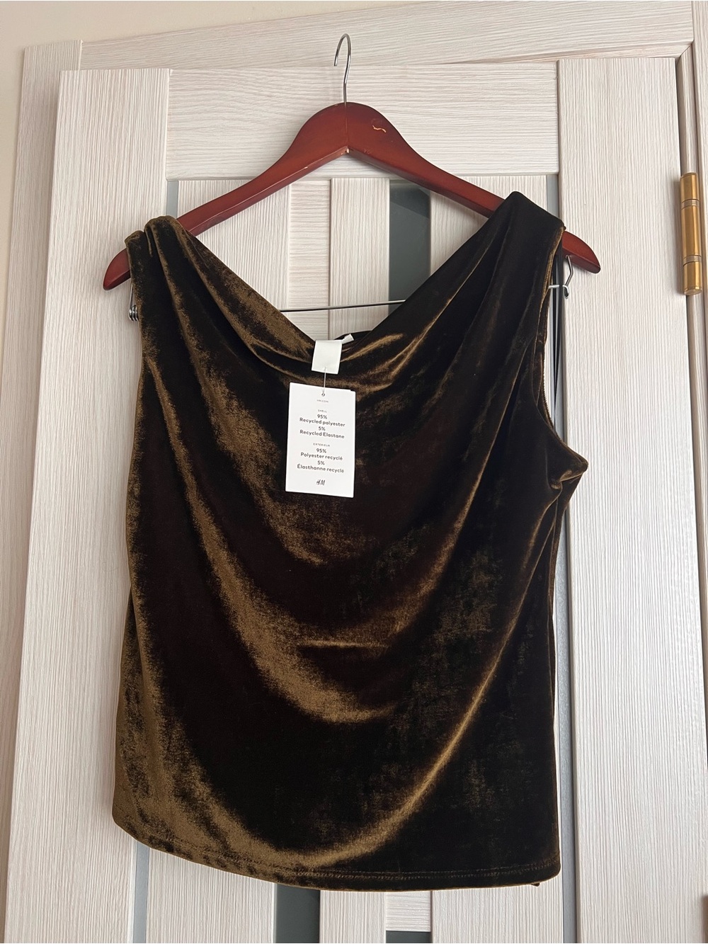 H&M Velvet Cowl Neck Camisole - Olive
